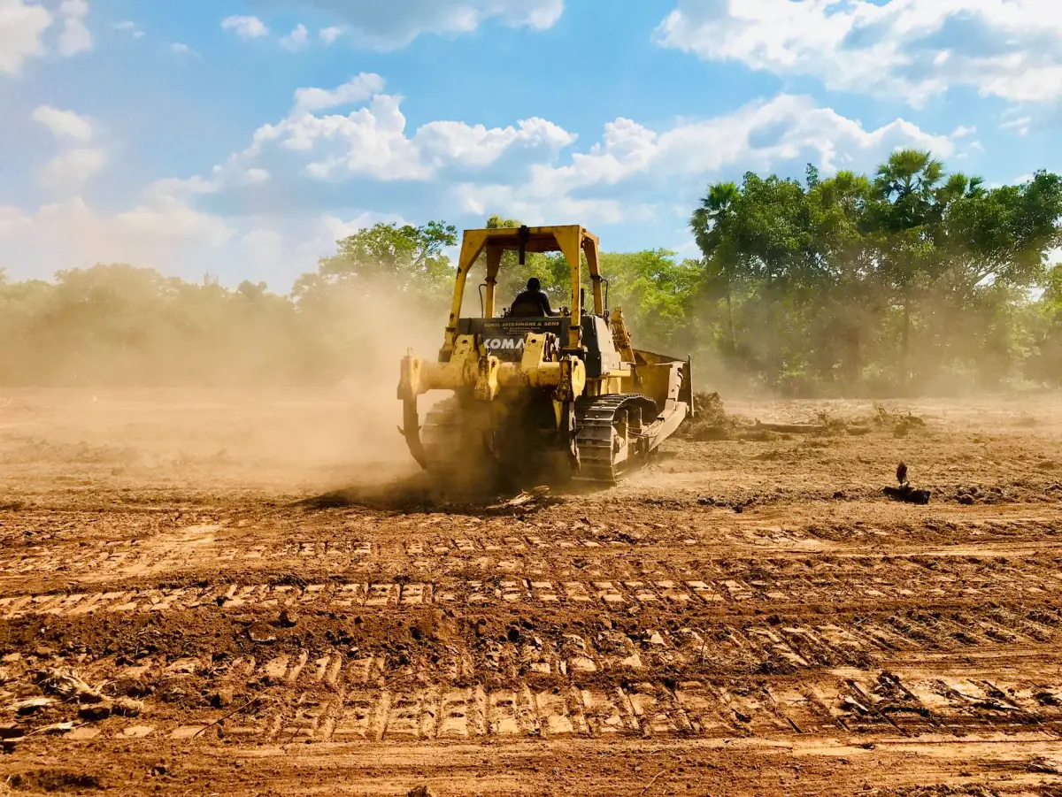 A cleared building lot ready for construction